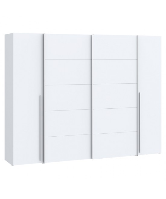 Ντουλάπα ρούχων Verzo pakoworld τετράφυλλη λευκό μελαμίνης 270.5x61.5x210.5εκ