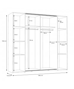 Ντουλάπα ρούχων Bekerk pakoworld τετράφυλλη μαύρο-oak μελαμίνης 200x61.5x190.5εκ Ντουλάπα ρούχων Bekerk pakoworld τετράφυλλη μαύρο-oak μελαμίνης 200x61.5x190.5εκ