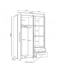 Ντουλάπα ρούχων Razol pakoworld τρίφυλλη λευκό-sonoma μελανίνης 144.5x59x200εκ Ντουλάπα ρούχων Razol pakoworld τρίφυλλη λευκό-sonoma μελανίνης 144.5x59x200εκ