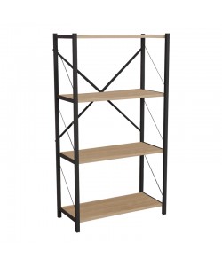 Βιβλιοθήκη Jackrey pakoworld oak μελαμίνης-μαύρο μέταλλο 60x30x114εκ