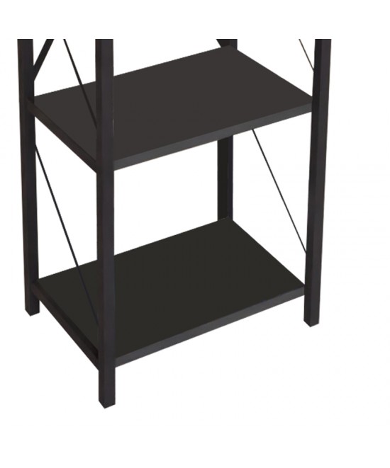 Βιβλιοθήκη Glase pakoworld ανθρακί μελαμίνης-μαύρο μέταλλο 40x30x150εκ