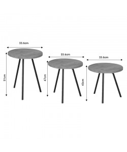 Βοηθητικό τραπέζι Sebko pakoworld σετ 3τεμ ανθρακί μελαμίνης-μαύρο μέταλλο Βοηθητικό τραπέζι Sebko pakoworld σετ 3τεμ ανθρακί μελαμίνης-μαύρο μέταλλο