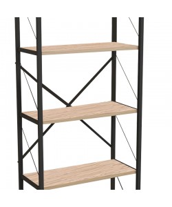 Βιβλιοθήκη Draizy pakoworld oak μελαμίνης-μαύρο μέταλλο 60x30x150εκ