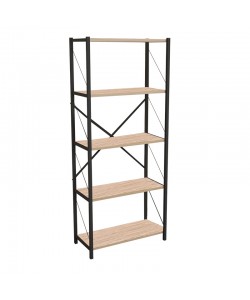 Βιβλιοθήκη Draizy pakoworld oak μελαμίνης-μαύρο μέταλλο 60x30x150εκ