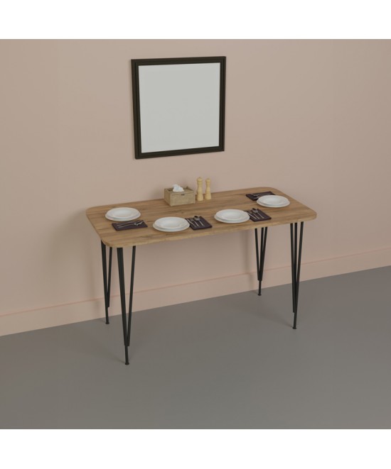 Τραπέζι Polkan pakoworld oak μελαμίνης-μαύρο μέταλλο 120x60x73εκ