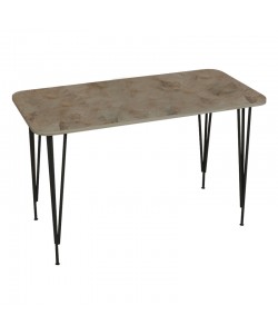 Τραπέζι Polkan pakoworld λευκό μαρμάρου μελαμίνης-μαύρο μέταλλο 120x60x73εκ