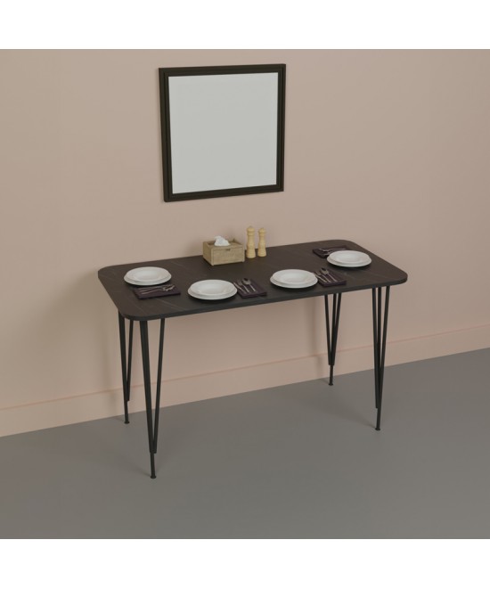 Τραπέζι Polkan pakoworld μαύρο μαρμάρου μελαμίνης-μαύρο μέταλλο 120x60x73εκ