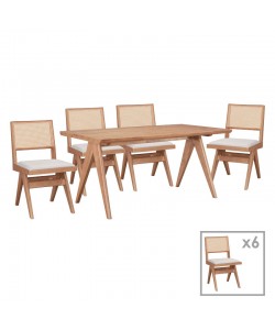 Τραπεζαρία Winslow pakoworld σετ 7τεμ ξύλο rubberwood σε ανοιχτό καρυδί απόχρωση 160x85x75εκ