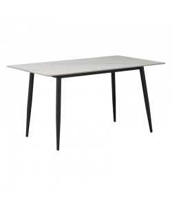 Τραπέζι Gustas pakoworld λευκό μαρμάρου sintered stone-μαύρο μέταλλο 160x80x75εκ