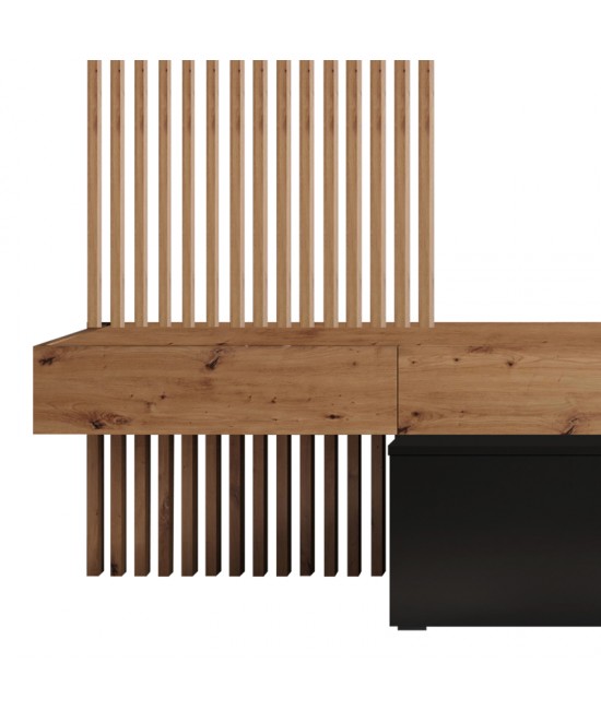 Σύνθετο σαλονιού Litende pakoworld μαύρο-sonoma μελαμίνης 249.5x42x199.5εκ Σύνθετο σαλονιού Litende pakoworld μαύρο-sonoma μελαμίνης 249.5x42x199.5εκ