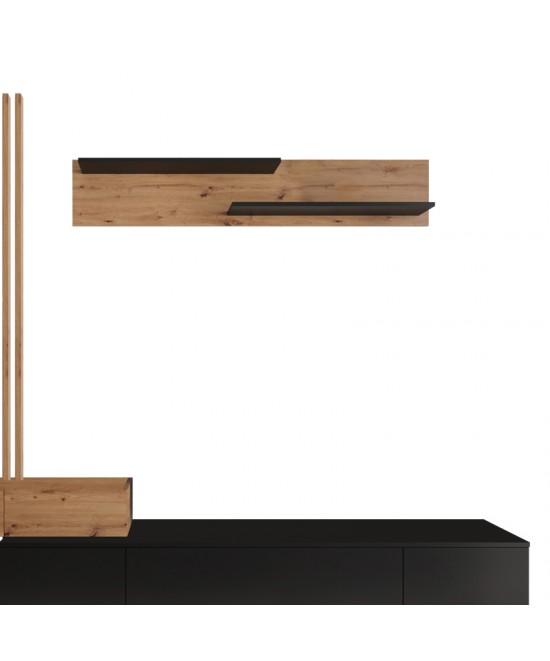 Σύνθετο σαλονιού Litende pakoworld μαύρο-sonoma μελαμίνης 249.5x42x199.5εκ Σύνθετο σαλονιού Litende pakoworld μαύρο-sonoma μελαμίνης 249.5x42x199.5εκ