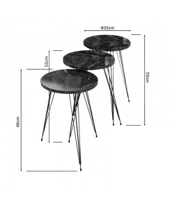 Βοηθητικά τραπέζια Wakmi pakoworld σετ 3τεμ μαύρο μαρμάρου μελαμίνης-μαύρο μέταλλο Βοηθητικά τραπέζια Wakmi pakoworld σετ 3τεμ μαύρο μαρμάρου μελαμίνης-μαύρο μέταλλο