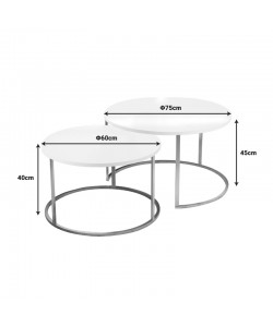 Τραπέζια σαλονιού Solme pakoworld σετ 2τεμ εκρού μελαμίνης-χρυσό μέταλλο