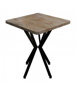 Τραπέζι Prestone pakoworld λευκό μαρμάρου μελαμίνης-μαύρο μέταλλο 70x70x75εκ