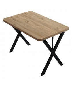 Τραπέζι Zeryin pakoworld oak μελαμίνης-μαύρο μέταλλο 70x110x75εκ