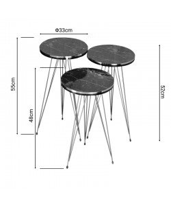 Βοηθητικά τραπέζια Wakmi pakoworld σετ 3τεμ μαύρο μαρμάρου μελαμίνης-χρυσό μέταλλο Βοηθητικά τραπέζια Wakmi pakoworld σετ 3τεμ μαύρο μαρμάρου μελαμίνης-χρυσό μέταλλο
