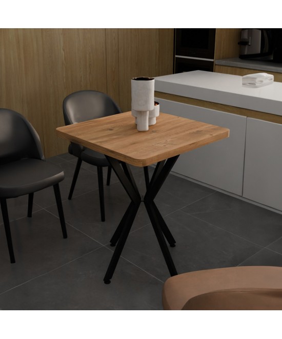 Τραπέζι Prestone pakoworld oak μελαμίνης-μαύρο μέταλλο 70x70x75εκ Τραπέζι Prestone pakoworld oak μελαμίνης-μαύρο μέταλλο 70x70x75εκ