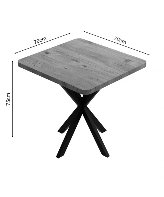 Τραπέζι Prestone pakoworld oak μελαμίνης-μαύρο μέταλλο 70x70x75εκ Τραπέζι Prestone pakoworld oak μελαμίνης-μαύρο μέταλλο 70x70x75εκ