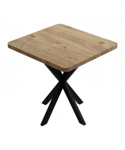 Τραπέζι Prestone pakoworld oak μελαμίνης-μαύρο μέταλλο 70x70x75εκ