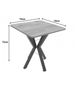 Τραπέζι Prestone pakoworld oak μελαμίνης-μαύρο μέταλλο 70x70x75εκ