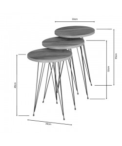 Βοηθητικά τραπέζια Wakmi pakoworld σετ 3τεμ φυσικό μελαμίνης-μαύρο μέταλλο Βοηθητικά τραπέζια Wakmi pakoworld σετ 3τεμ φυσικό μελαμίνης-μαύρο μέταλλο