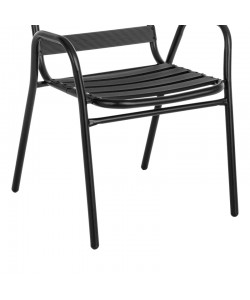 Πολυθρόνα Sussie pakoworld στοιβαζόμενη μαύρο μέταλλο με φέτες αλουμινίου 45x62x76εκ