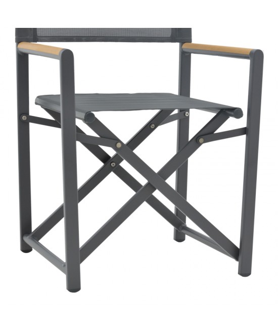 Πολυθρόνα σκηνοθέτη Mabu pakoworld ανθρακί αλουμίνιο 56x48x86εκ