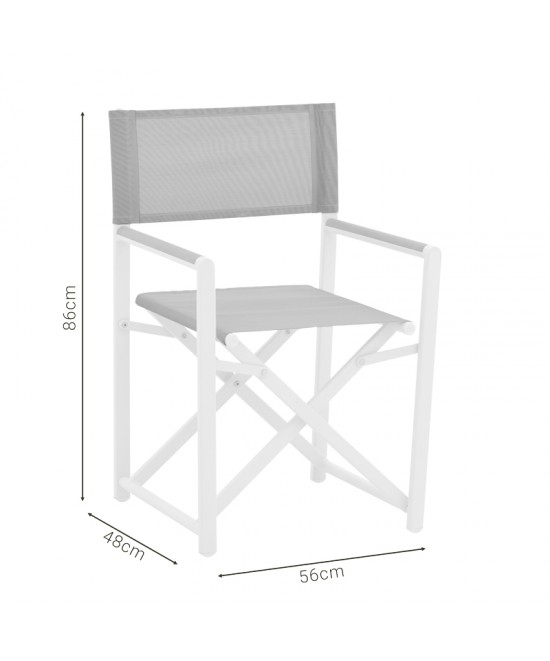 Πολυθρόνα σκηνοθέτη Mabu pakoworld λευκό αλουμίνιο 56x48x86εκ