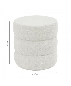 Σκαμπό-πουφ Kioto pakoworld μπουκλέ λευκό Φ40x40εκ