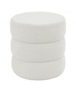 Σκαμπό-πουφ Kioto pakoworld μπουκλέ λευκό Φ40x40εκ