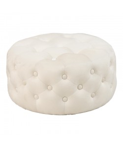 Σκαμπό-πουφ Ferdia pakoworld βελούδο κρεμ Φ59x28.5εκ
