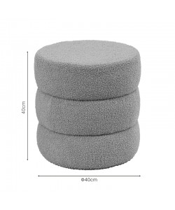Σκαμπό-πουφ Kioto pakoworld μπουκλέ καφέ Φ40x40εκ