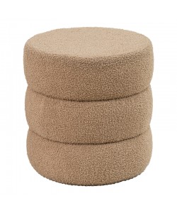 Σκαμπό-πουφ Kioto pakoworld μπουκλέ καφέ Φ40x40εκ