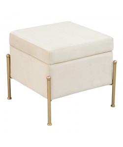 Σκαμπό-μπαούλο Panton pakoworld βελούδο κρεμ-χρυσό 40x40x36,5εκ