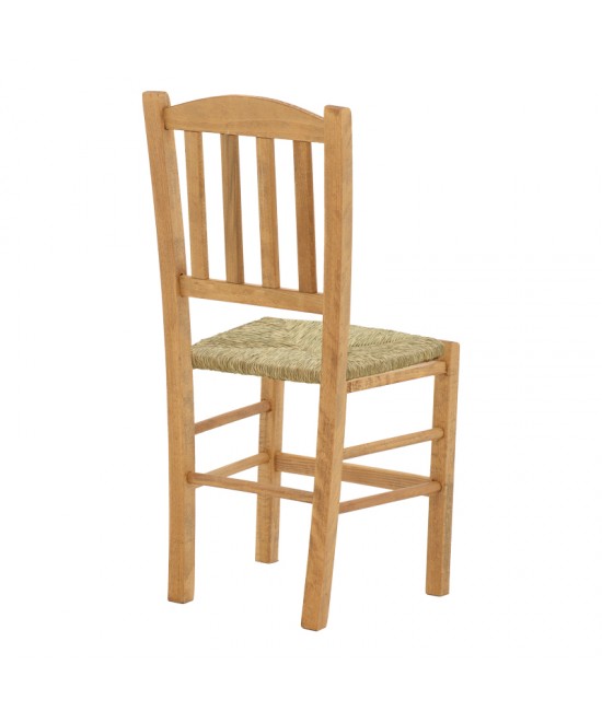 Καρέκλα καφενείου με ψάθα Damnir-Charchie pakoworld μασίφ ξύλο οξιάς λούστρο καρυδί 41x42x92εκ