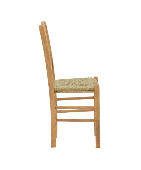 Καρέκλα καφενείου με ψάθα Damnir-Charchie pakoworld μασίφ ξύλο οξιάς λούστρο καρυδί 41x42x92εκ