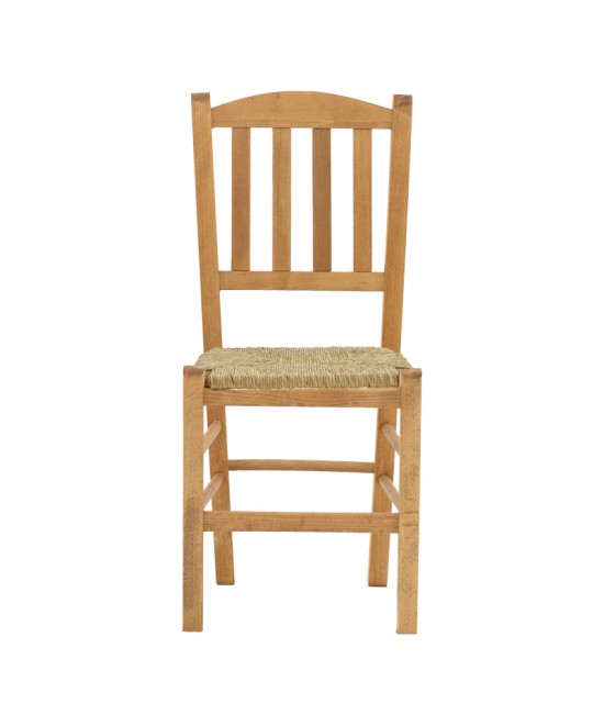 Καρέκλα καφενείου με ψάθα Damnir-Charchie pakoworld μασίφ ξύλο οξιάς λούστρο καρυδί 41x42x92εκ