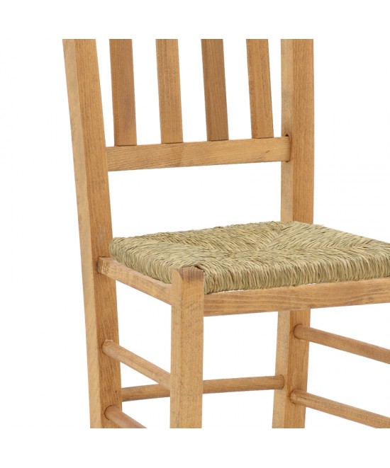 Καρέκλα καφενείου με ψάθα Damnir-Charchie pakoworld μασίφ ξύλο οξιάς λούστρο καρυδί 41x42x92εκ