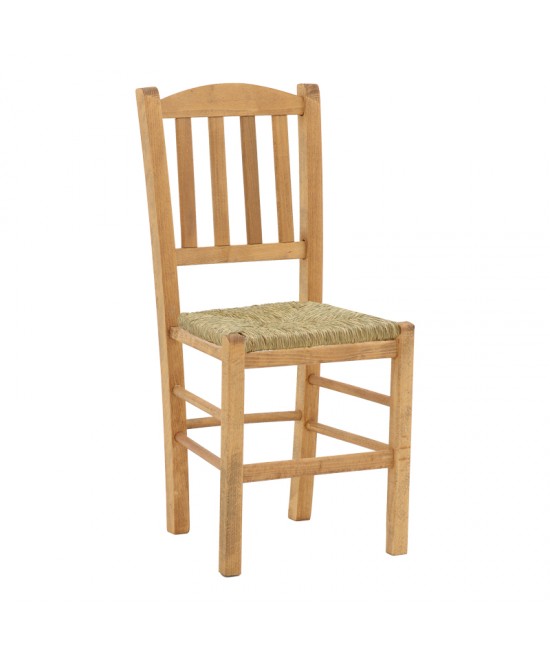 Καρέκλα καφενείου με ψάθα Damnir-Charchie pakoworld μασίφ ξύλο οξιάς λούστρο καρυδί 41x42x92εκ