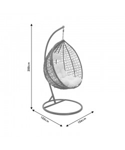 Κούνια Zafer pakoworld κρεμαστή μέταλλο-pp καφέ-μαξιλάρι καφέ 106x103x200εκ