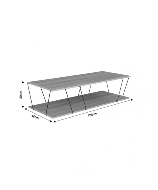 Tραπέζι σαλονιού Tars pakoworld οακ-μαύρο 120x48x30εκ Tραπέζι σαλονιού Tars pakoworld οακ-μαύρο 120x48x30εκ
