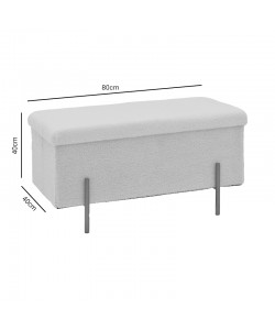 Σκαμπό-μπαούλο Ziwel pakoworld μπουκλέ λευκό-χρυσό 80x40x40εκ