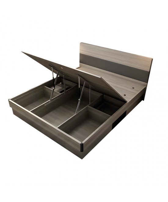 Κρεβάτι Daizy pakoworld μονό με αποθηκευτικό χώρο ανοιχτό καρυδί-γκρι 120x200εκ