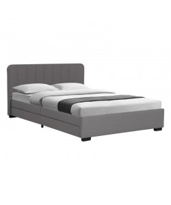 Κρεβάτι διπλό Veloty pakoworld ύφασμα ανθρακί με συρτάρια 150x200εκ