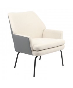 Πολυθρόνα Kieran pakoworld ύφασμα μπεζ-γκρι - πόδι μαύρο 77x69x82.5εκ