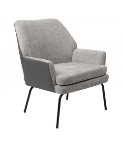 Πολυθρόνα Kieran pakoworld ύφασμα γκρι- πόδι μαύρο 77x69x82.5εκ