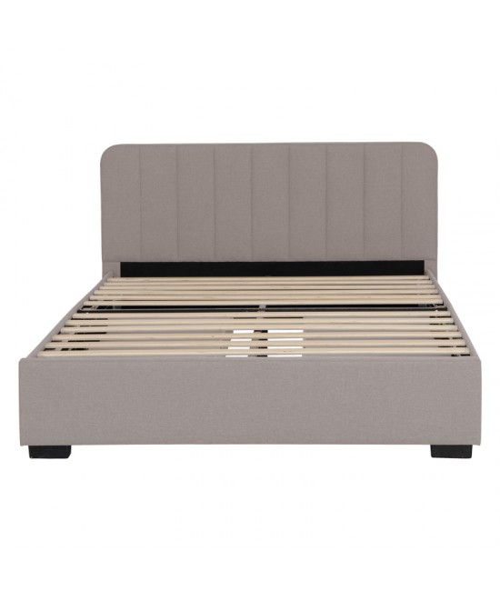 Κρεβάτι διπλό Veloty pakoworld ύφασμα μπεζ με συρτάρια 150x200εκ