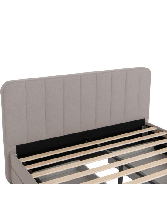 Κρεβάτι διπλό Veloty pakoworld ύφασμα μπεζ με συρτάρια 150x200εκ