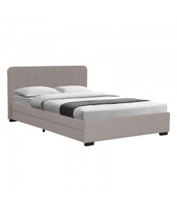 Κρεβάτι διπλό Veloty pakoworld ύφασμα μπεζ με συρτάρια 150x200εκ