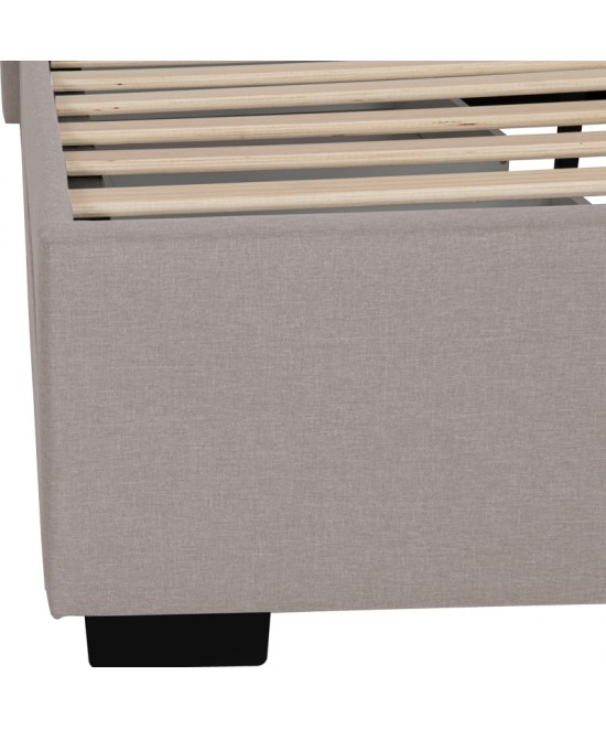 Κρεβάτι διπλό Veloty pakoworld ύφασμα μπεζ με συρτάρια 150x200εκ